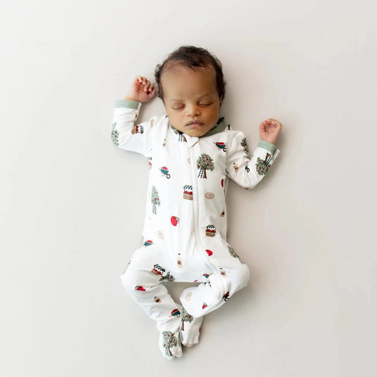 Zippered Footie in Apple Orchard Kyte Baby Lil Tulips