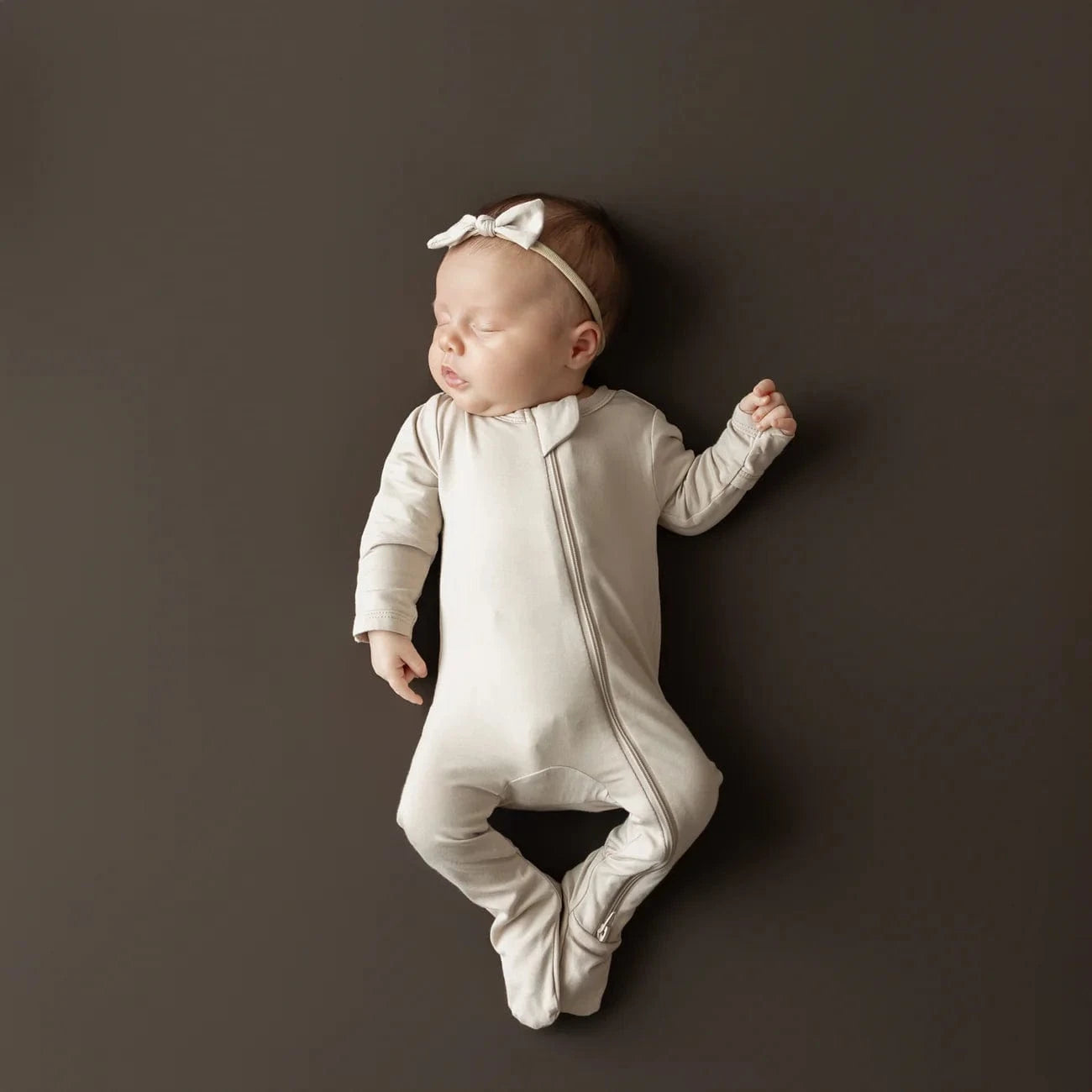 Zippered Footie in Bisque Kyte Baby Lil Tulips