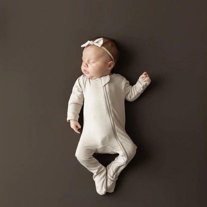 Zippered Footie in Bisque Kyte Baby Lil Tulips