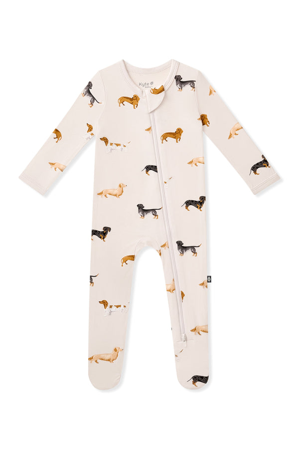 Zippered Footie in Dachshund Kyte Baby Lil Tulips
