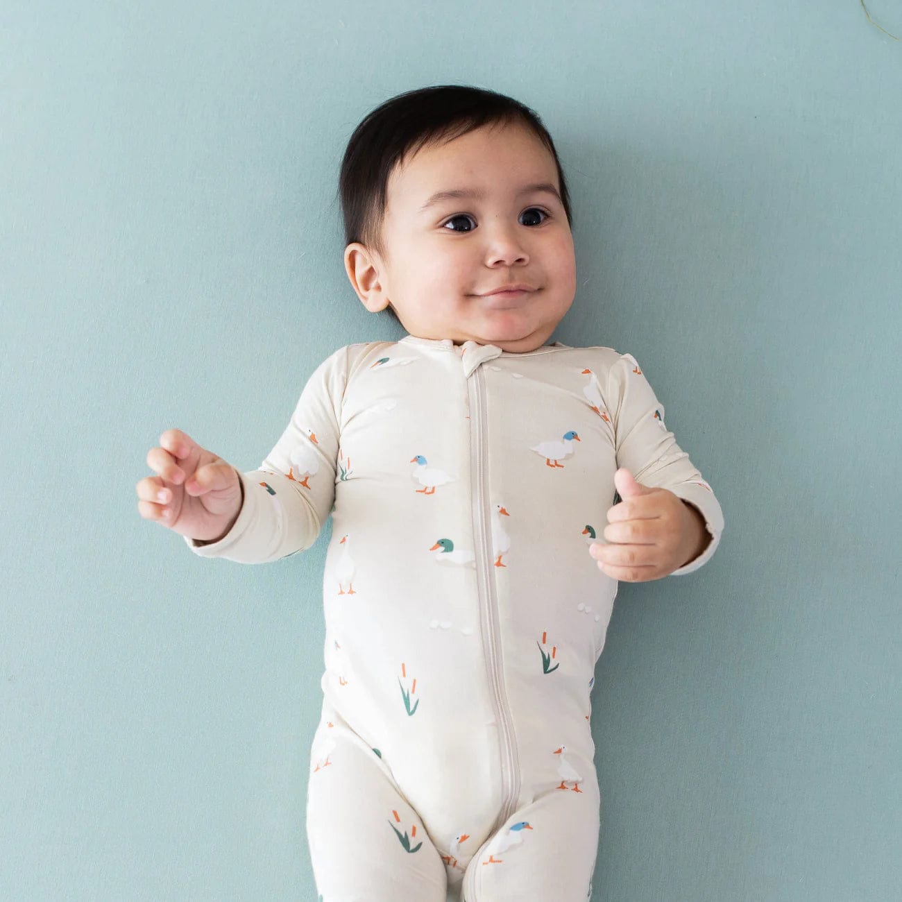 Zippered Footie in Duck Kyte Baby Lil Tulips