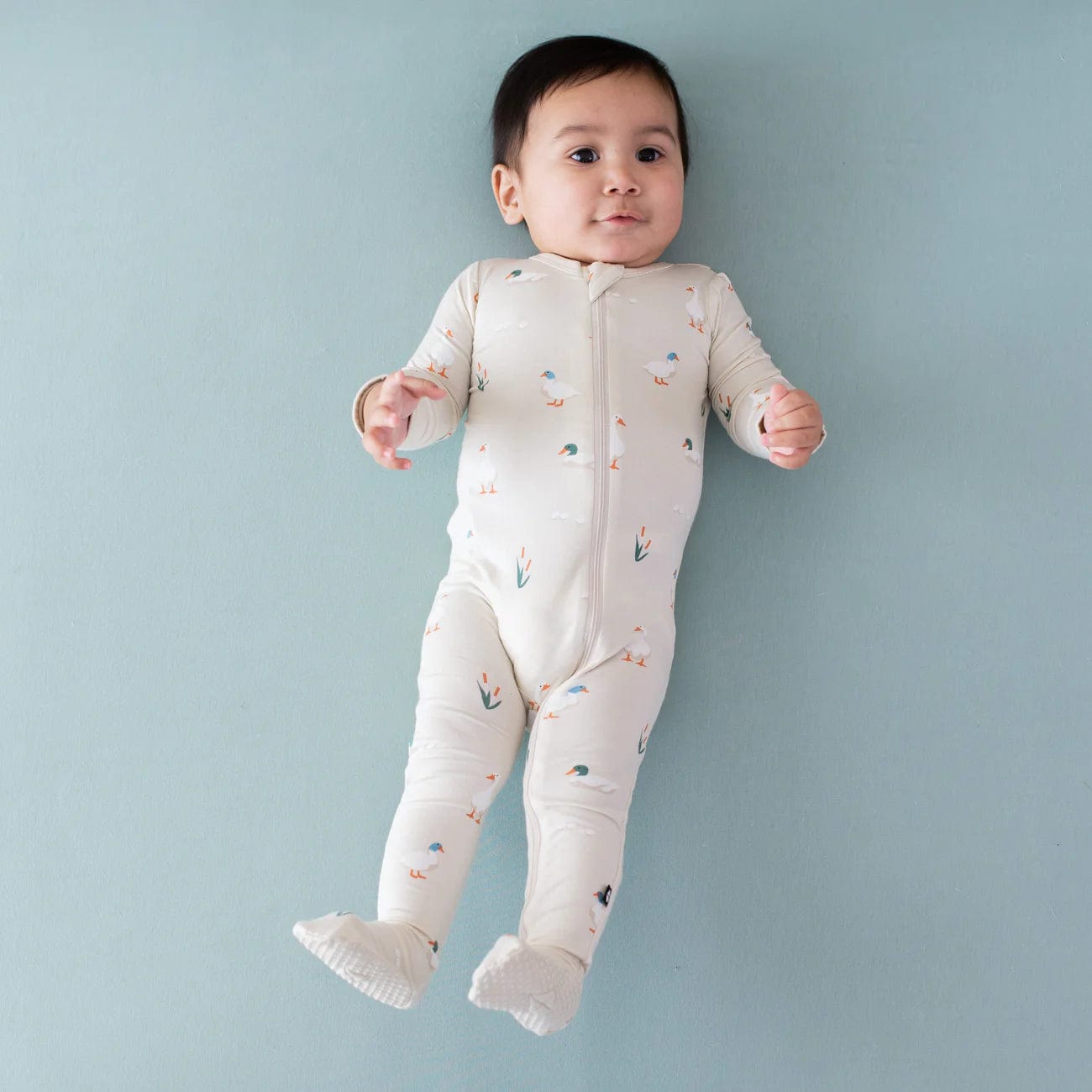 Zippered Footie in Duck Kyte Baby Lil Tulips