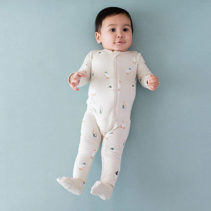 Zippered Footie in Duck Kyte Baby Lil Tulips