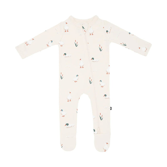 Zippered Footie in Duck Kyte Baby Lil Tulips