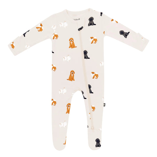 Zippered Footie in Fluffy Dog Kyte Baby Lil Tulips