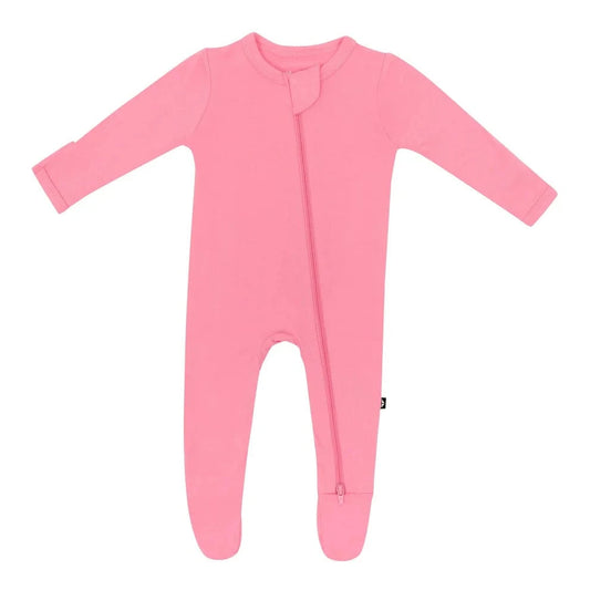 Zippered Footie in Guava Kyte Baby Lil Tulips