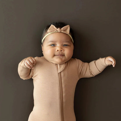 Zippered Footie in Latte Kyte Baby Lil Tulips
