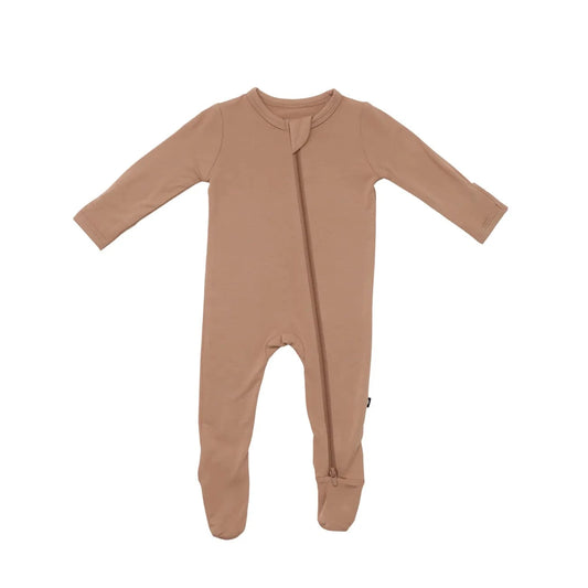 Zippered Footie in Latte Kyte Baby Lil Tulips