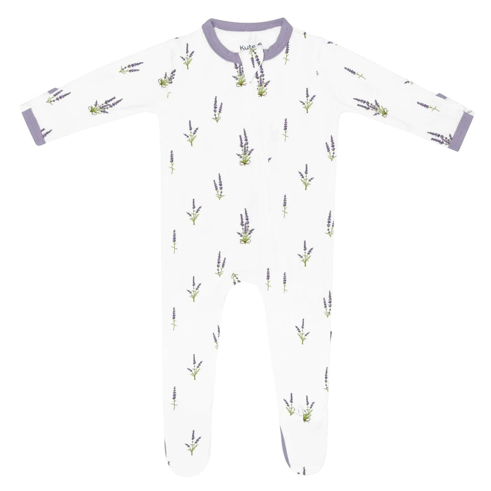 Zippered Footie in Lavender Kyte Baby Lil Tulips