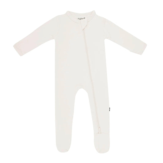 Zippered Footie in Oat Kyte Baby Lil Tulips