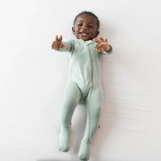 Zippered Footie in Thyme Kyte Baby Lil Tulips