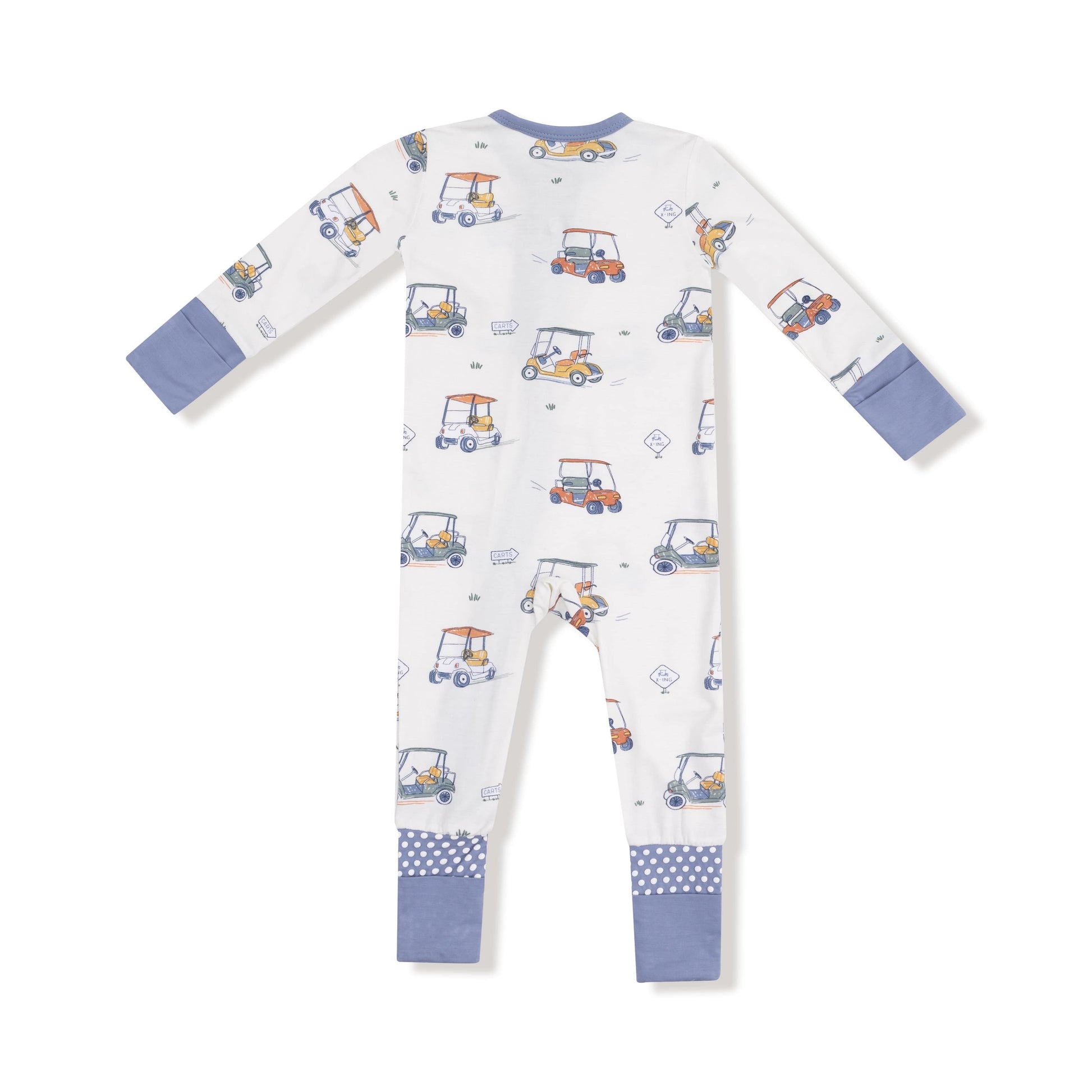 Zooming Golf Carts - 2 Way Zipper Romper Angel Dear Lil Tulips