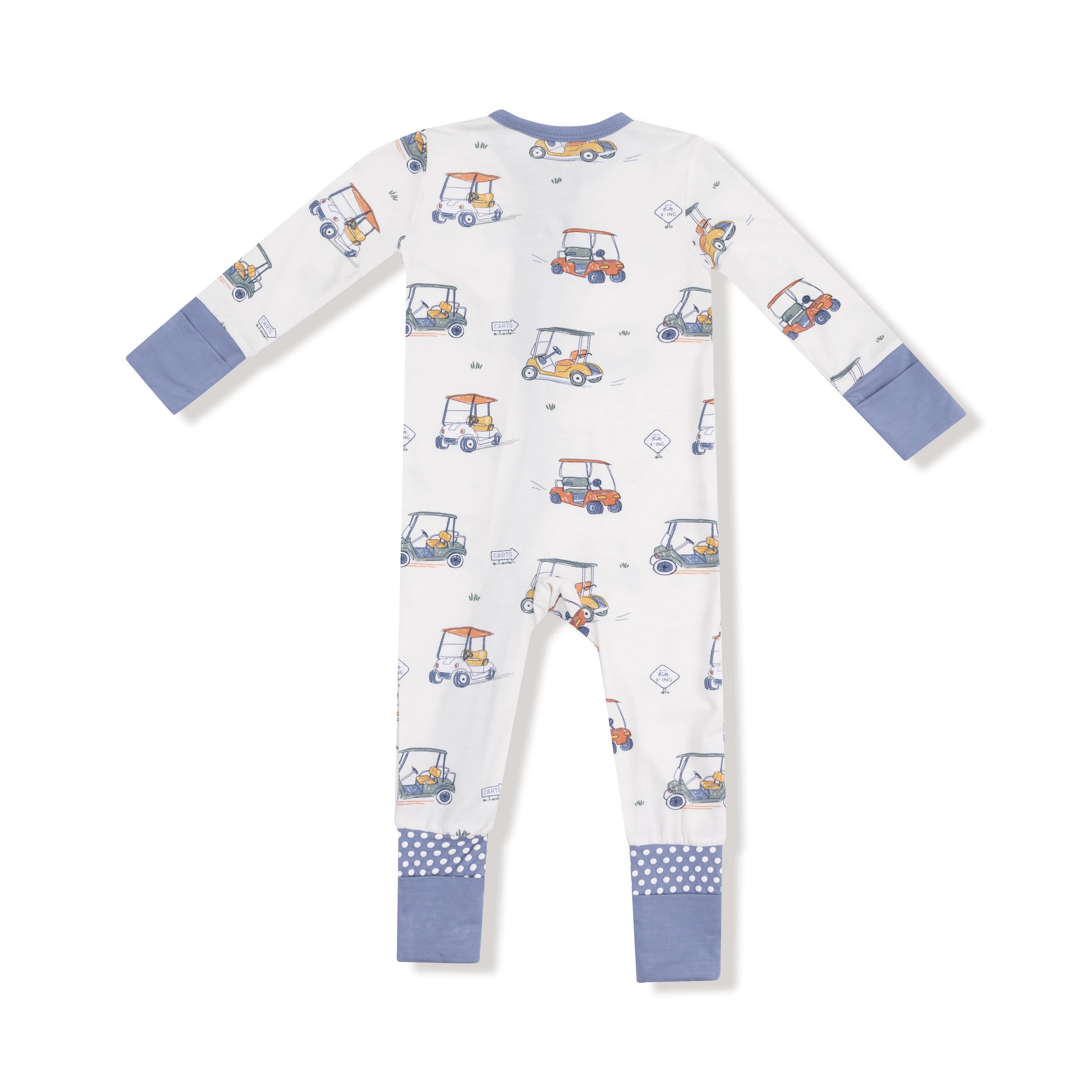 Zooming Golf Carts - 2 Way Zipper Romper Angel Dear Lil Tulips
