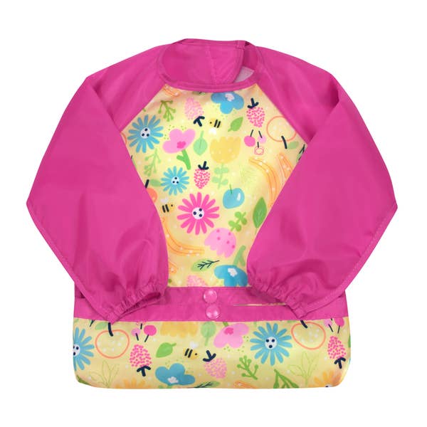 Snap + Go® Easy-wear Long Sleeve Bib Pink Bee Floral