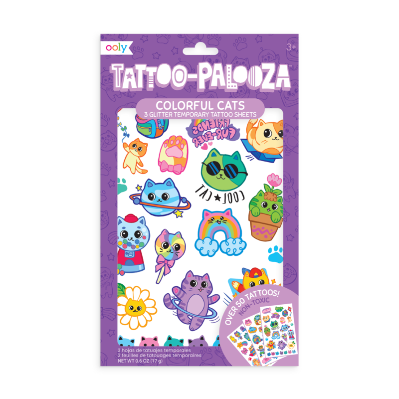 Tattoo Palooza Temporary Tattoos: Colorful Cats