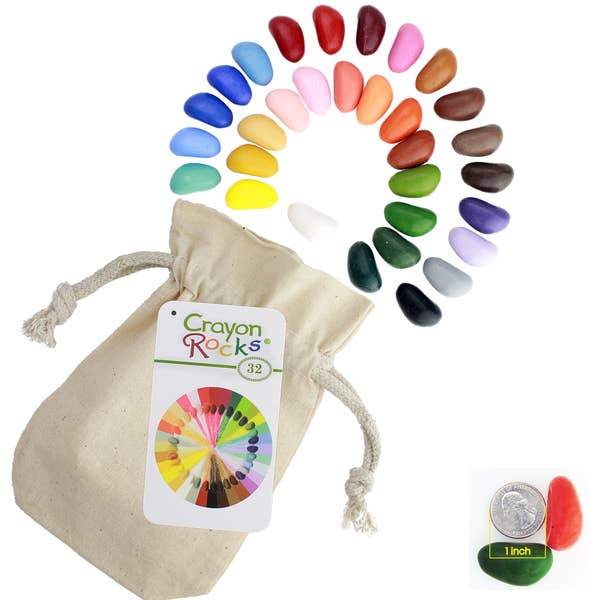 32 Pebble Crayon Colors in a Muslin Bag Crayon Rocks Lil Tulips