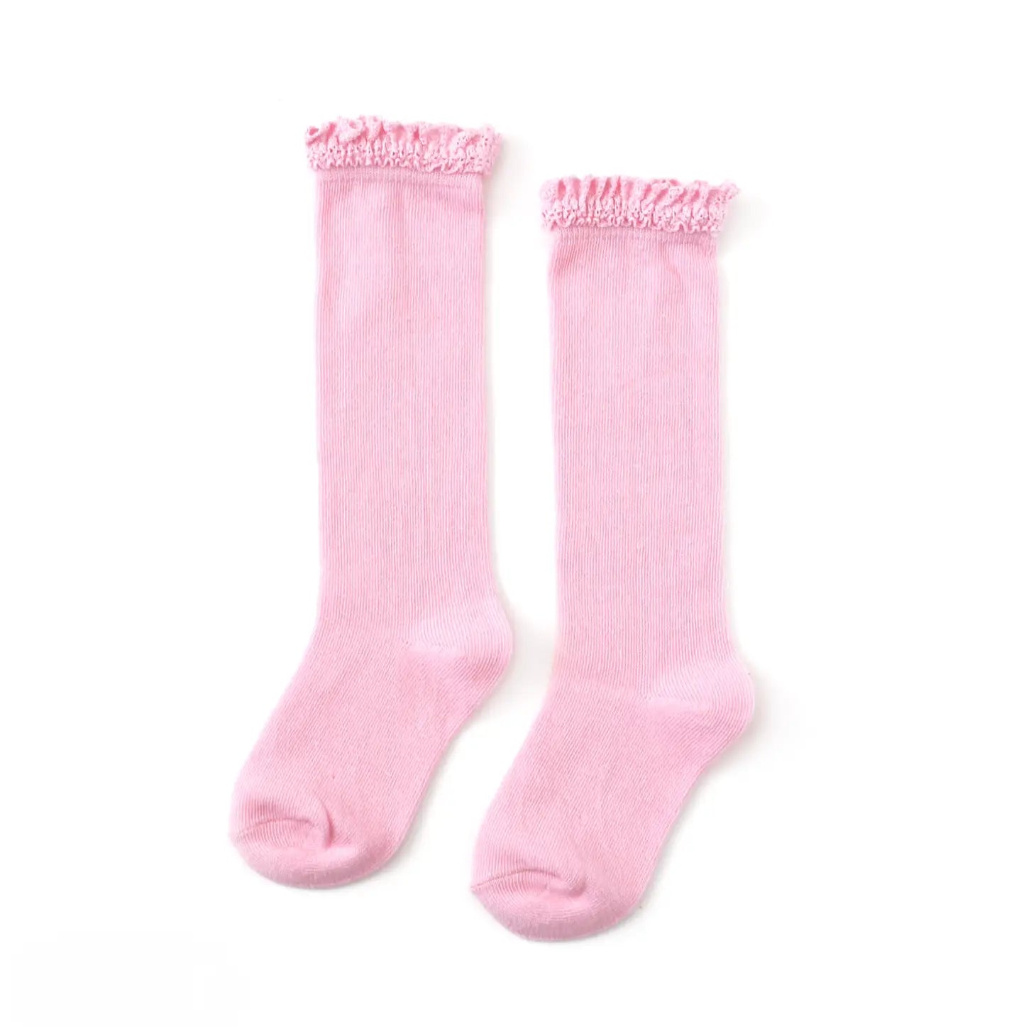 Peony Pink Lace Top Knee High Socks