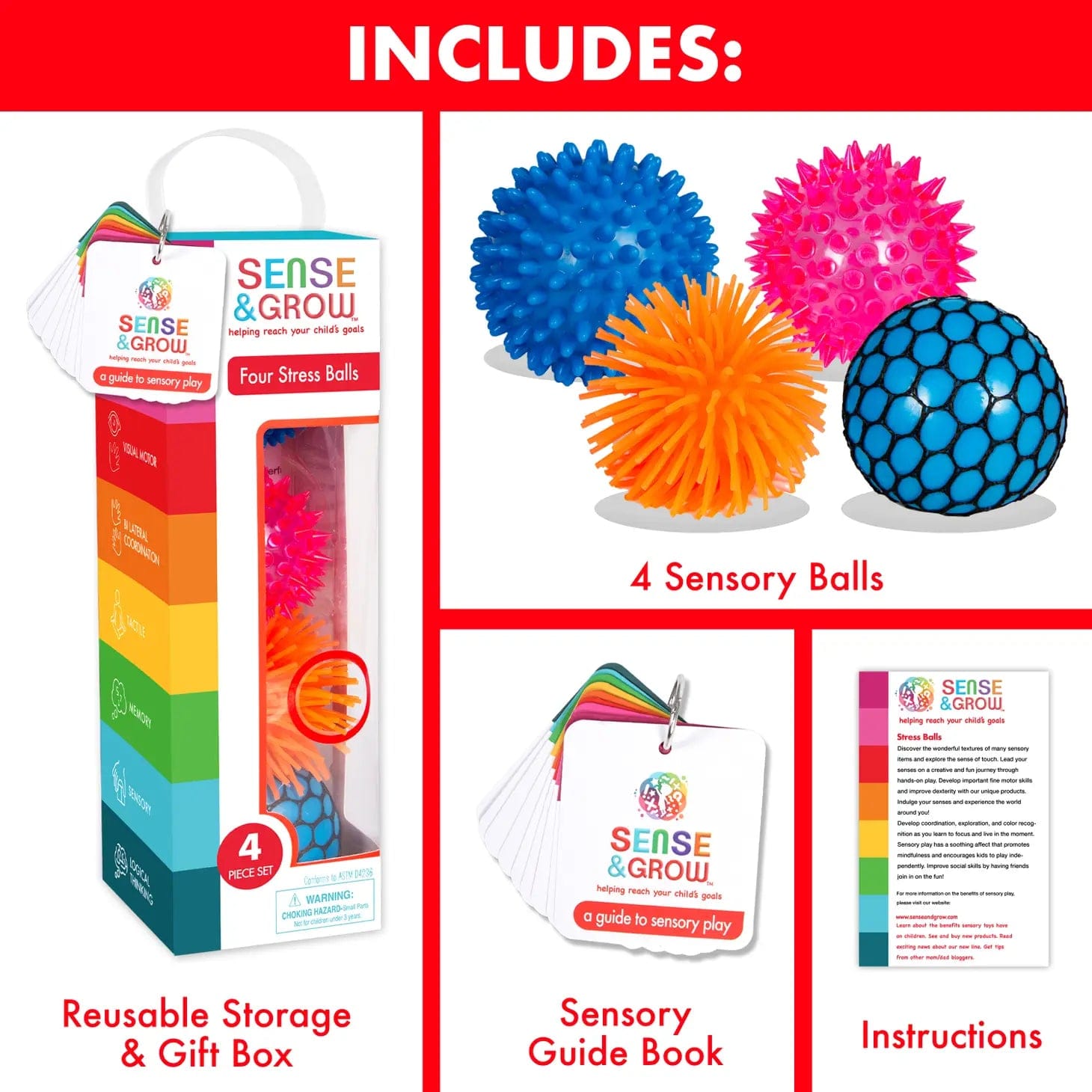 4 Stress Relief Balls Sense & Grow Lil Tulips