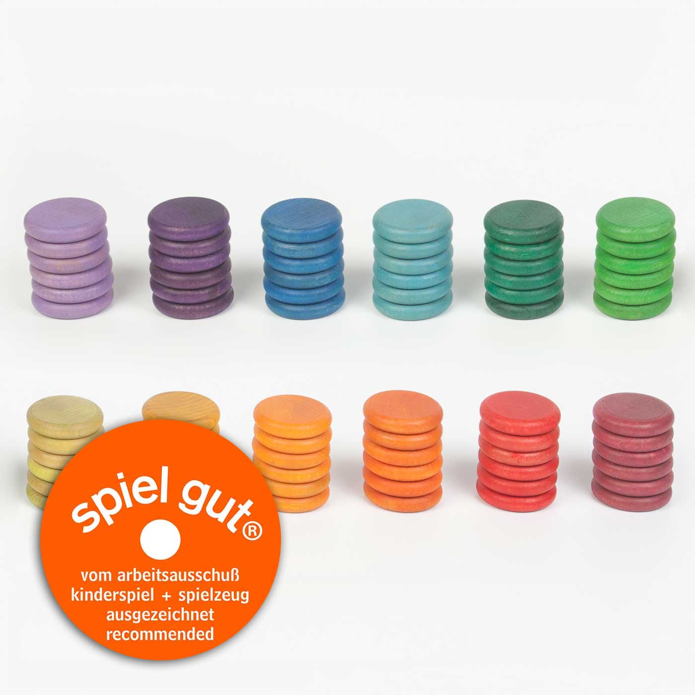 72 Wooden Coins in 12 Colors Grapat Lil Tulips