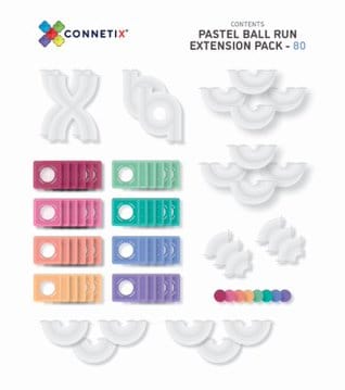 80 Piece Pastel Ball Run Expansion Pack Connetix Lil Tulips