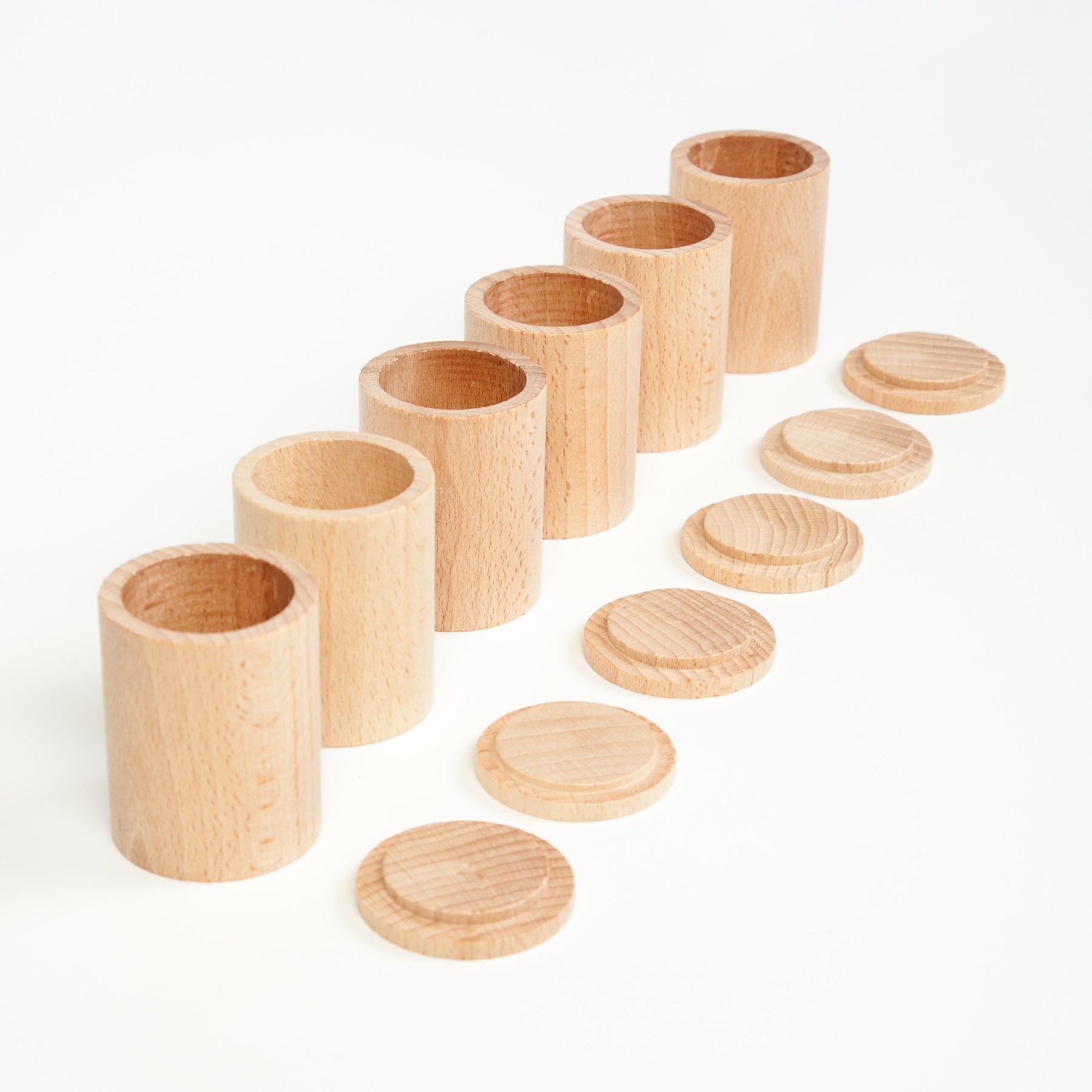 Set of 6 Natural Cups with Covers
