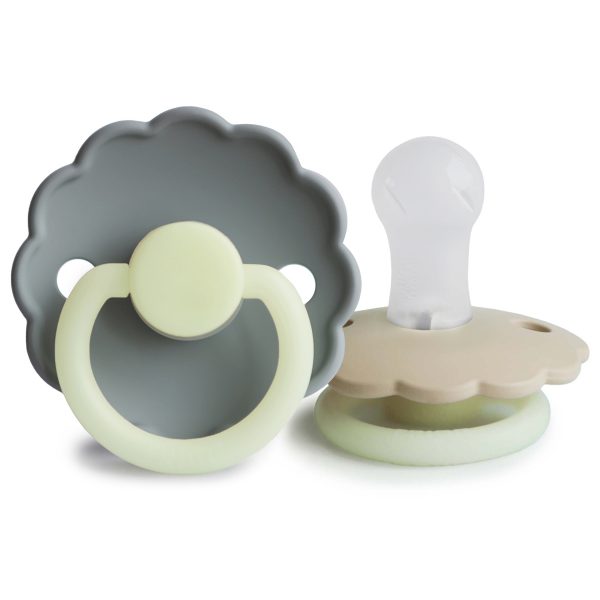 FRIGG Daisy Night Silicone Baby Pacifier (French Gray / Croissant)