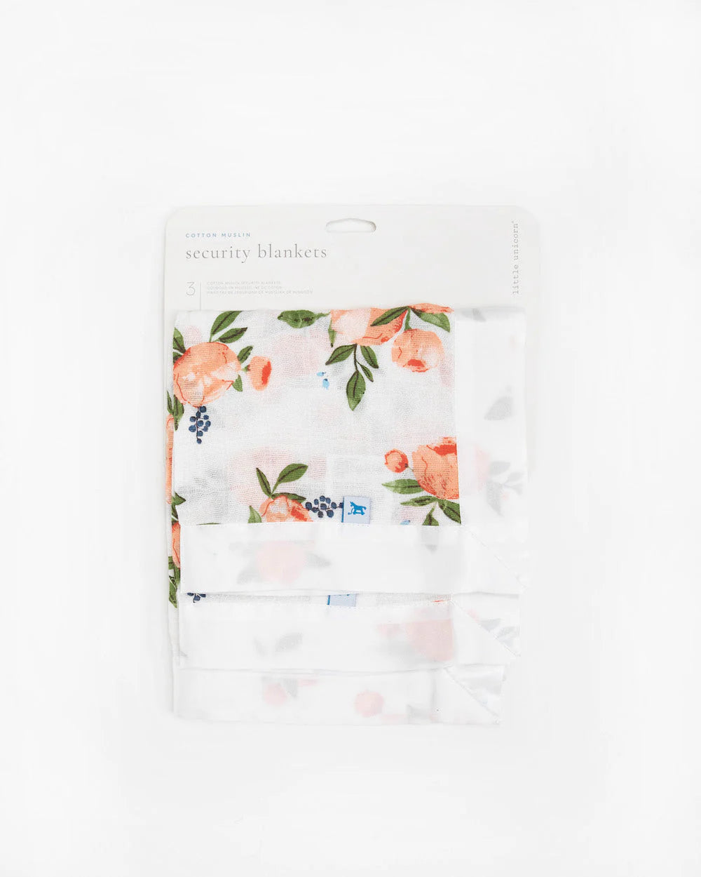 Cotton Muslin Security Blanket 3-Pack - Watercolor Roses