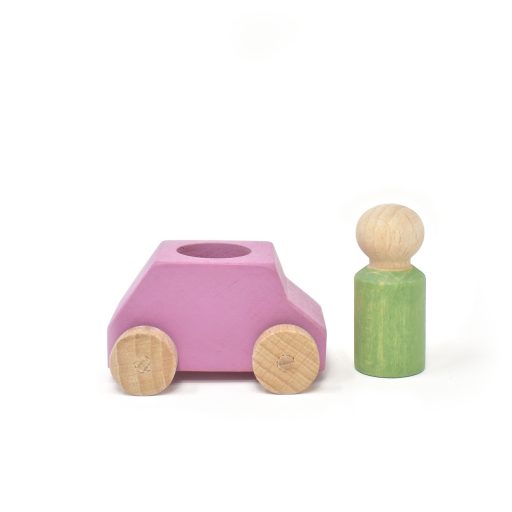Pink Wooden Car With Mint Figure