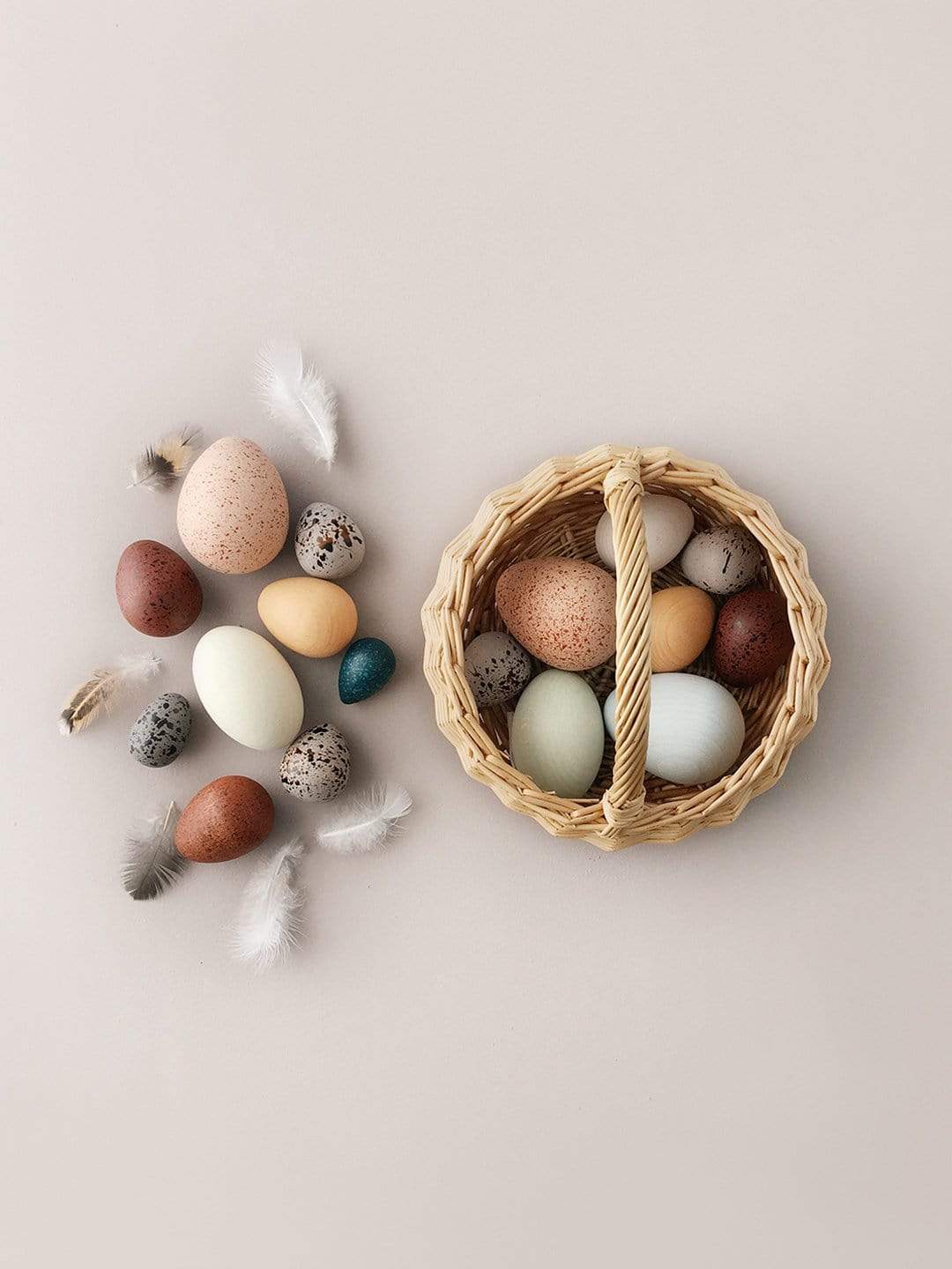 A Dozen Wooden Bird Eggs Basket Moon Picnic Lil Tulips
