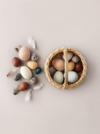 A Dozen Wooden Bird Eggs Basket Moon Picnic Lil Tulips