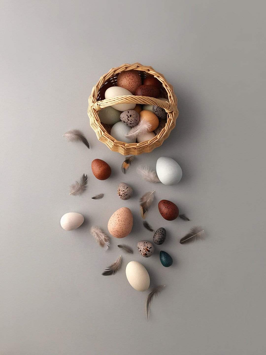 A Dozen Wooden Bird Eggs Basket Moon Picnic Lil Tulips