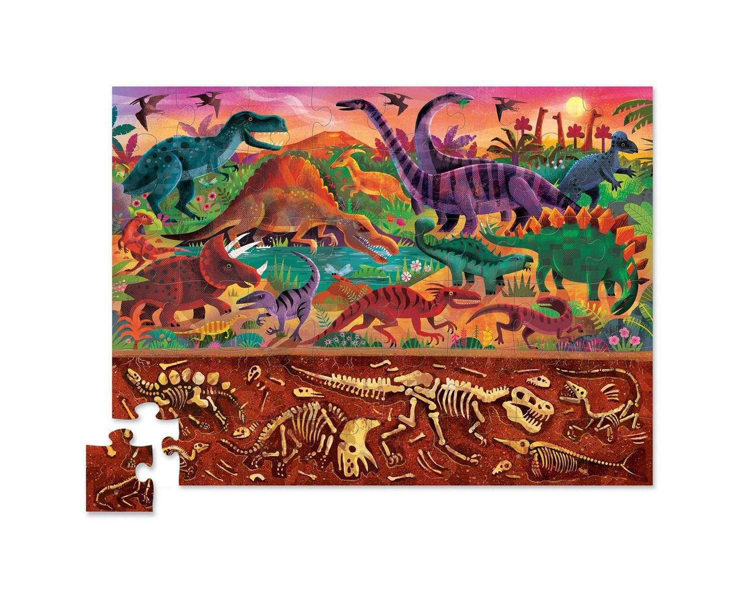 Above & Below - Dinosaur World 48 Piece Puzzle Crocodile Creek Lil Tulips