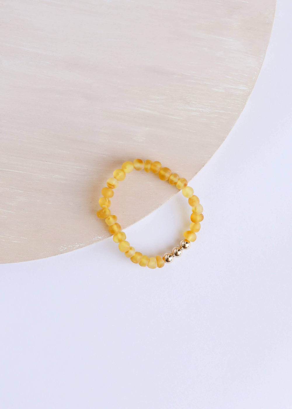 ADULT: Raw Honey Amber + 14k Gold Bracelet Canyon Leaf Lil Tulips