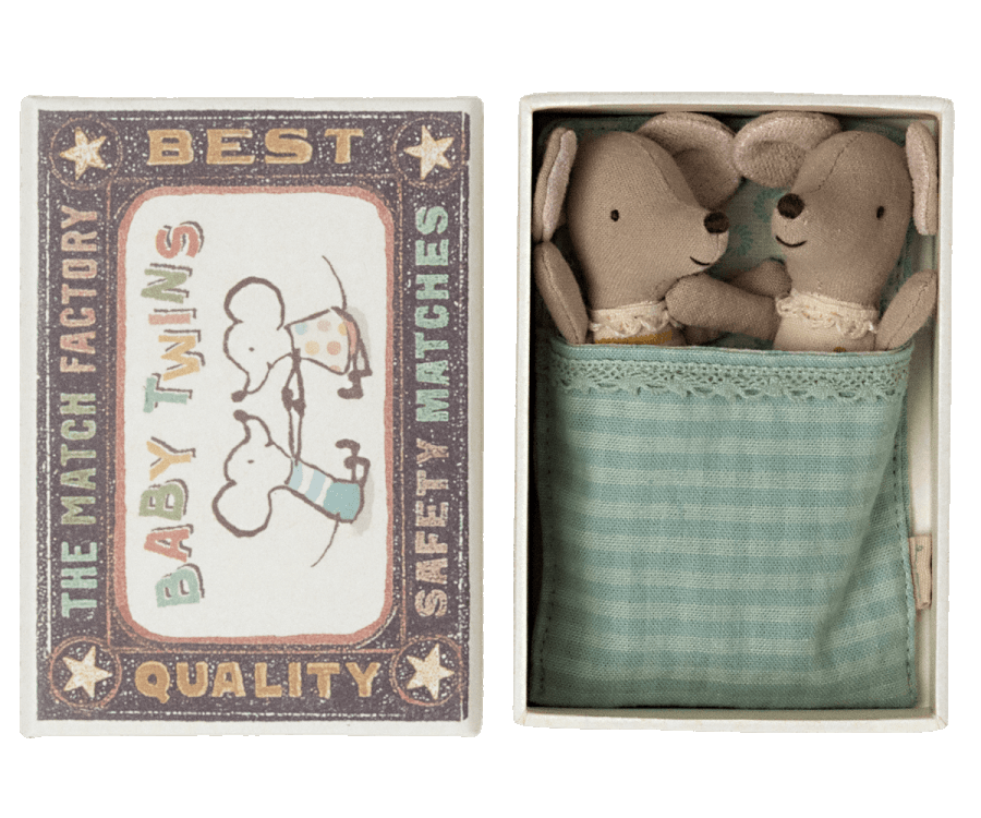 Baby Mice Twins in Matchbox Maileg Lil Tulips