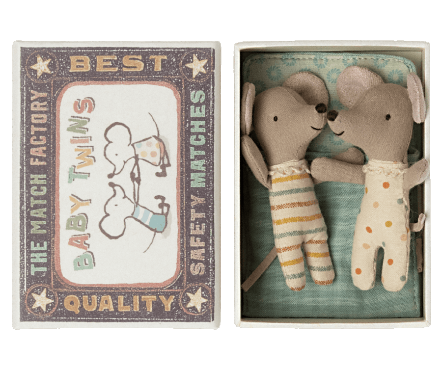 Baby Mice Twins in Matchbox Maileg Lil Tulips