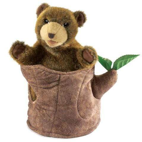 Bear in Tree Stump Puppet Folkmanis Puppets Folkmanis Puppets Lil Tulips