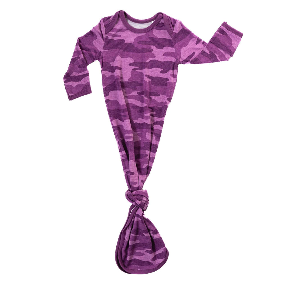 Berry Camo Bamboo Viscose Infant Knotted Gown Little Sleepies Lil Tulips