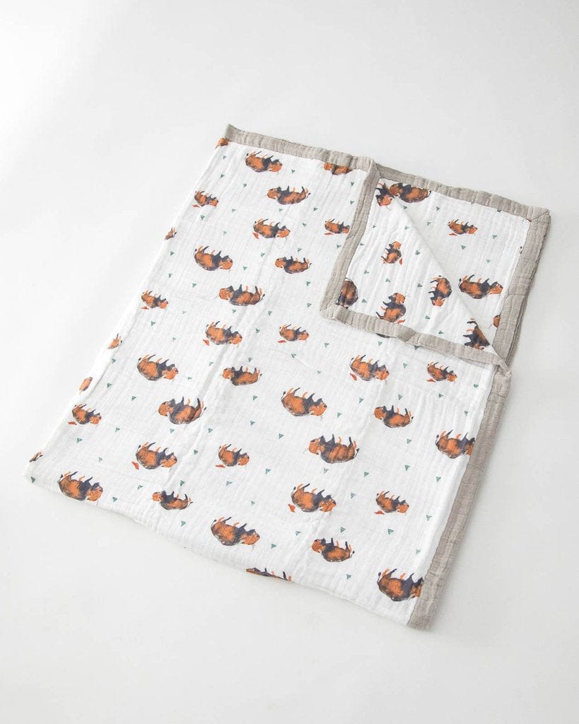 Big Kid Cotton Muslin Quilt - Bison Little Unicorn Lil Tulips