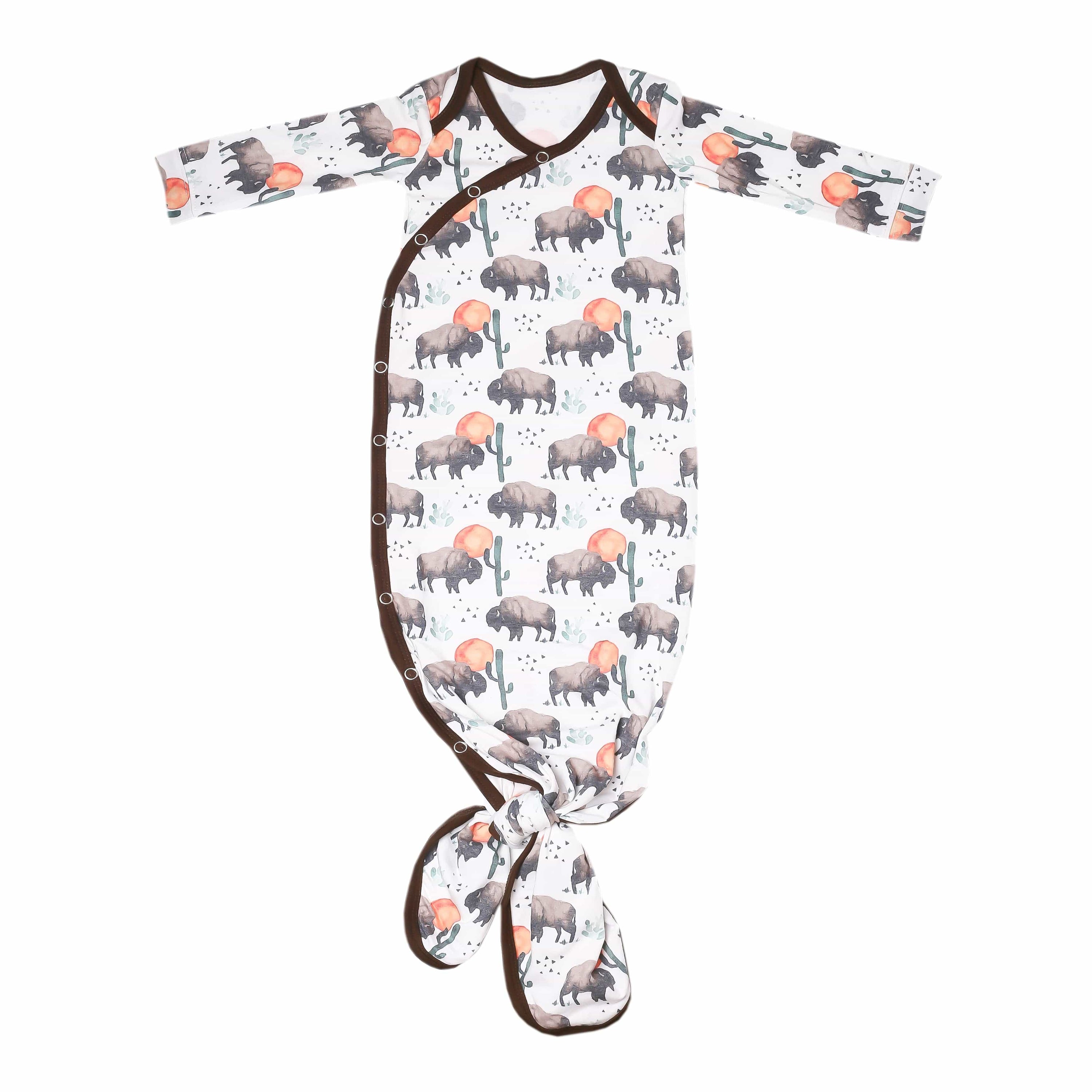 Bison Newborn Knotted Gown Copper Pearl Lil Tulips
