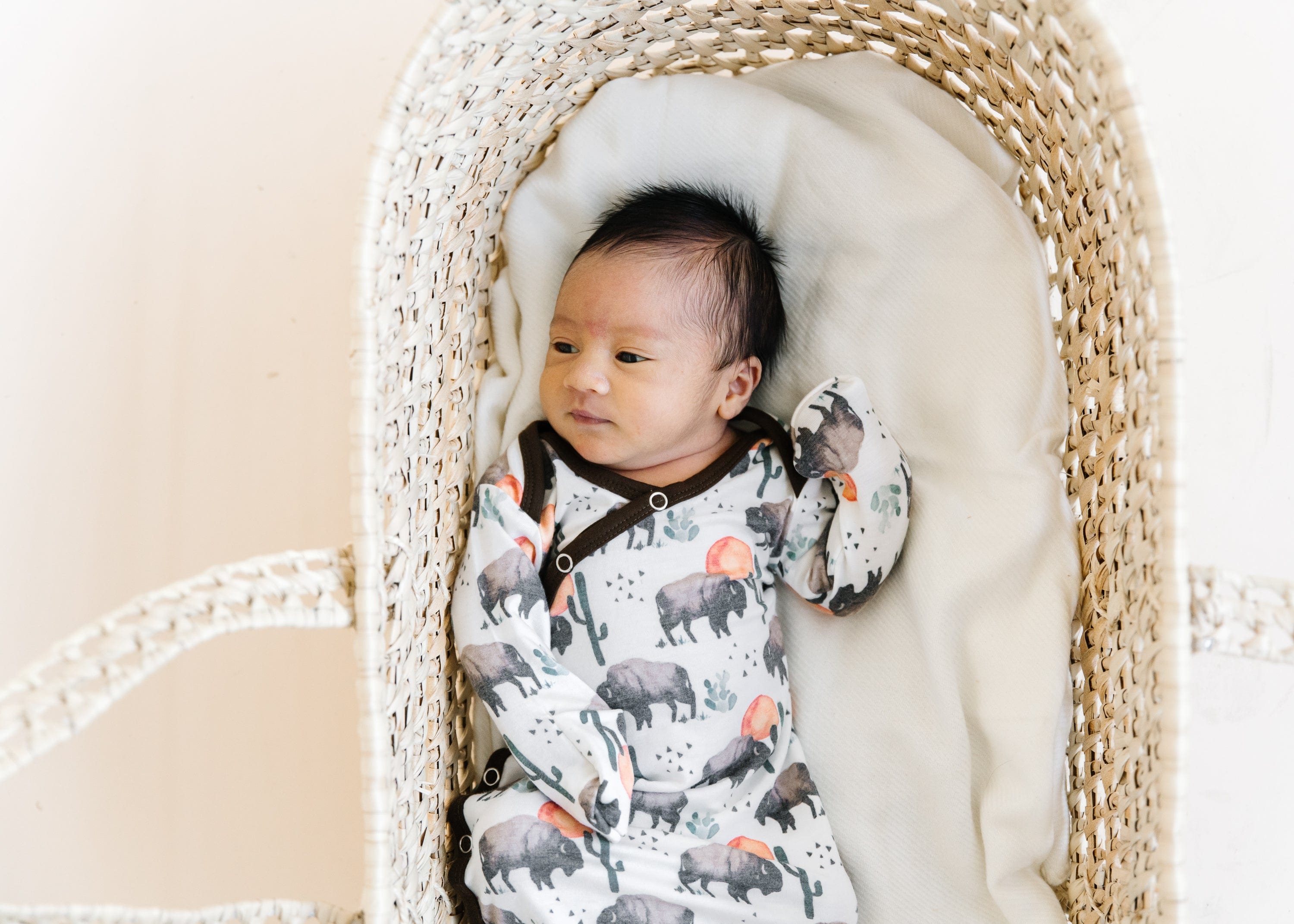 Bison Newborn Knotted Gown Copper Pearl Lil Tulips