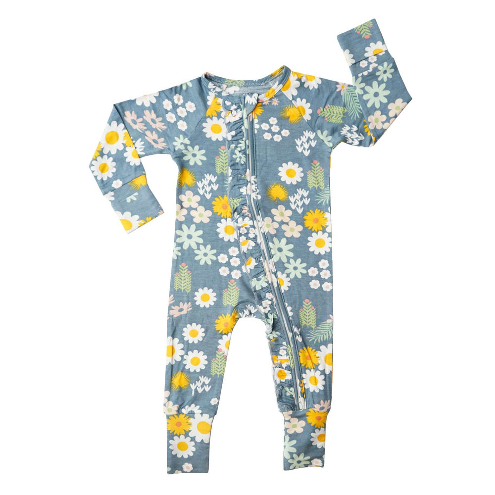 Blue Daisy Bamboo Convertible Romper Sleeper Pajama Baby Emerson and Friends Baby & Toddler Clothing Lil Tulips