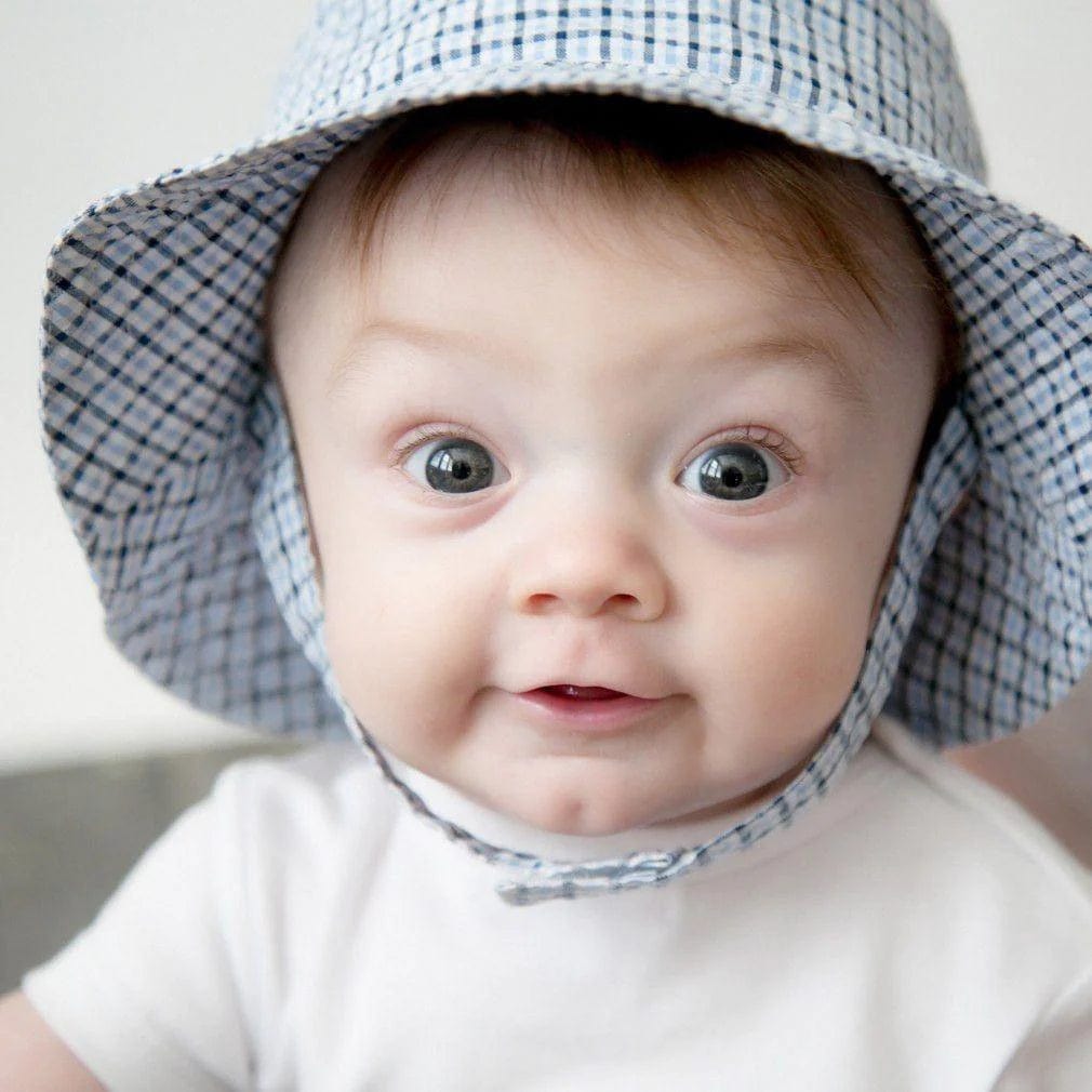 Blue Plaid Seersucker Bucket Hat Huggalugs Lil Tulips