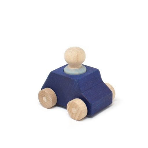 Blue Wooden Car With Grey Figure Lubulona Lil Tulips