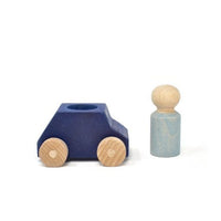Blue Wooden Car With Grey Figure Lubulona Lil Tulips