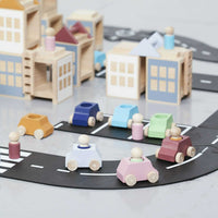 Blue Wooden Car With Grey Figure Lubulona Lil Tulips