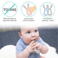 Bunny Teether - Blush + Ash Grey ZoLi ZoLi Lil Tulips