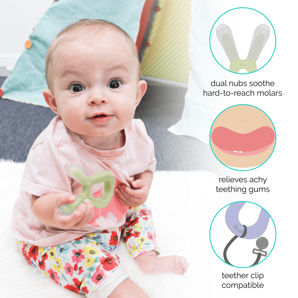 Bunny Teether - Sage Green + Ash Grey ZoLi ZoLi Lil Tulips
