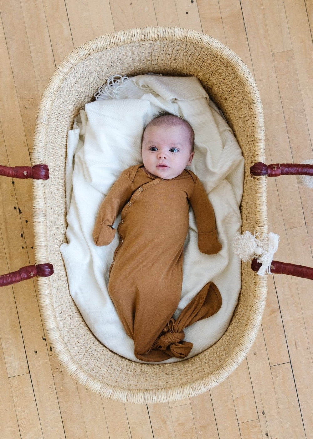 Camel Newborn Knotted Gown Copper Pearl Lil Tulips