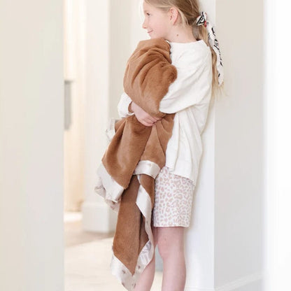 Cedar Lush Satin Border Blanket Receiving Saranoni Lil Tulips