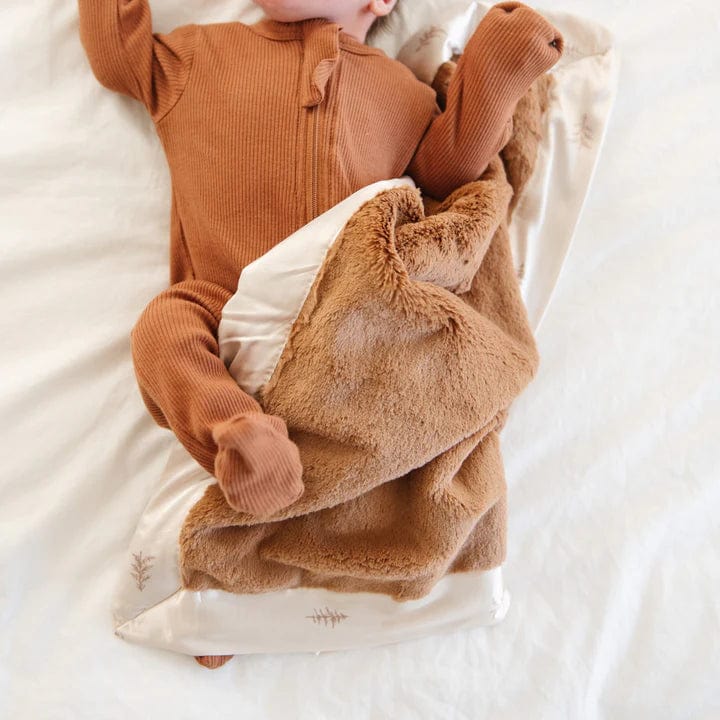 Cedar Lush Satin Border Blanket Saranoni Lil Tulips